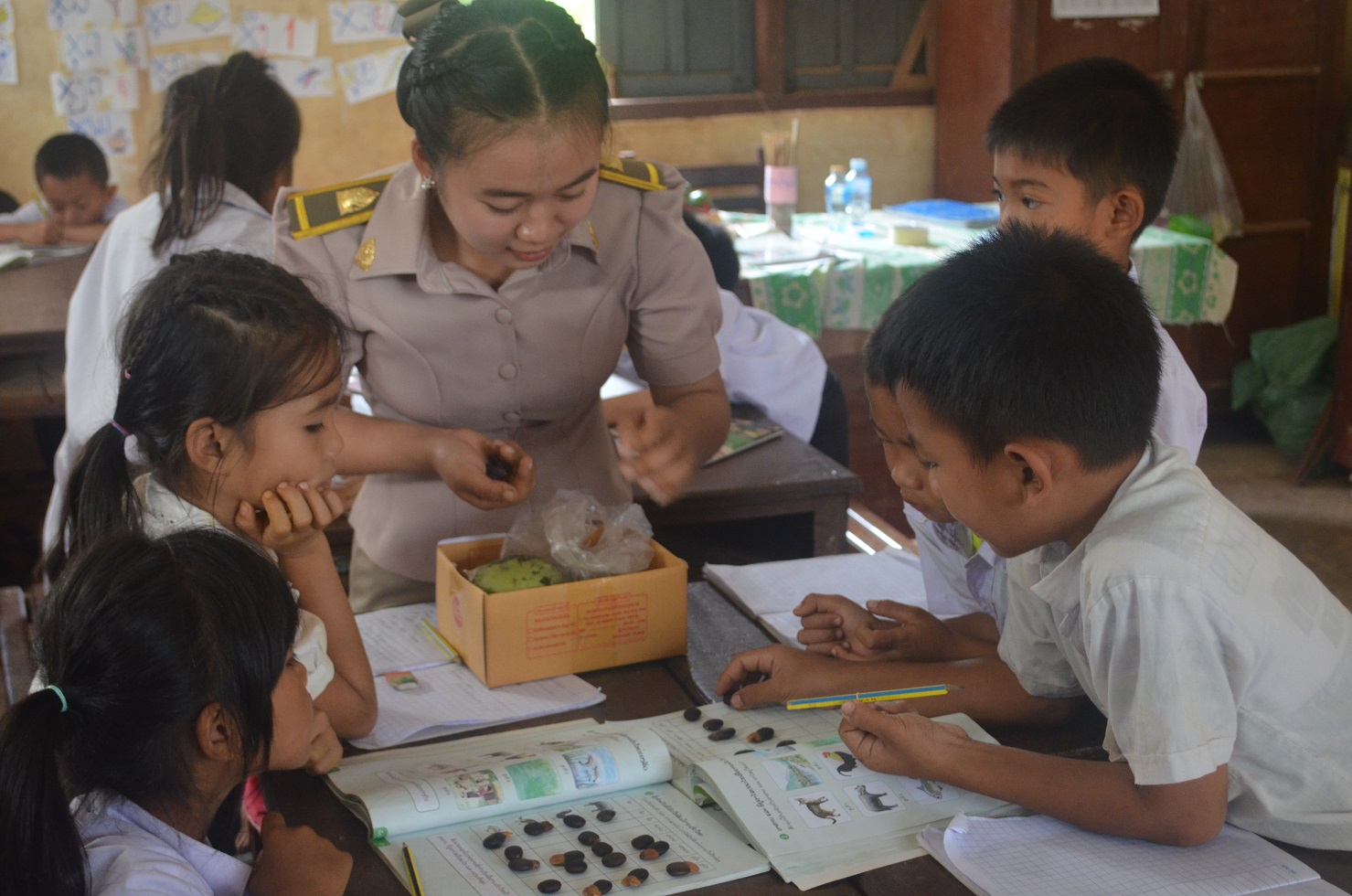 Using seeds for Lao Language lesson